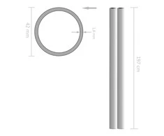 Nerūd. plieno vamzdžiai, 2vnt., 2m, skersm. 42x1,8mm, V2A, apv.