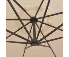 Pakabinamas skėtis su LED, smėlio, 300cm, metalinis kotas
