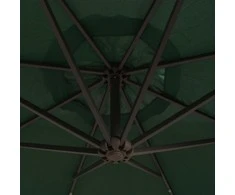 Pakabinamas skėtis su LED, žalias, 300cm, metalinis kotas