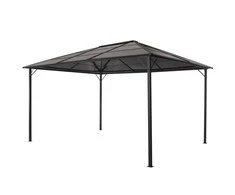 Pavėsinė su stogu, juoda, 4x3x2,6 m, aliuminis