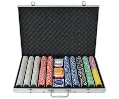 Pokerio rinkinys su 1000 žetonų su vertėmis, aliuminis