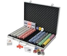 Pokerio rinkinys su 1000 žetonų su vertėmis, aliuminis
