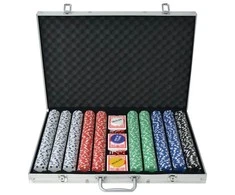 Pokerio rinkinys su 1000 žetonų, aliuminis