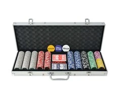 Pokerio rinkinys su 500 žetonų su vertėmis, aliuminis