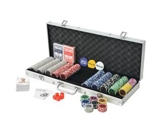 Pokerio rinkinys su 500 žetonų su vertėmis, aliuminis
