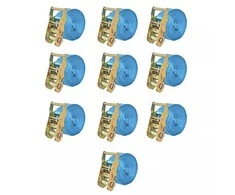 Reketo tvirtinamieji dirželiai, 10vnt., 2t., 6mx38mm, mėlyni