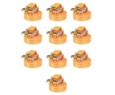 Reketo tvirtinamieji dirželiai, 10vnt., 1t., 6mx38mm, oranž.