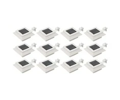 Saul. en. įkr. LED lauko švies., 12vnt., balt. sp., 12cm, kvad.