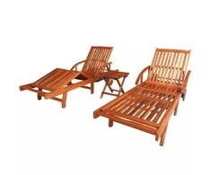 Sofa Saulės gultai, 2 vnt., su staliuku, akacijos mediena