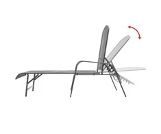 Sofa Saulės gultai, 2 vnt., su stalu, plienas, antracito spalvos