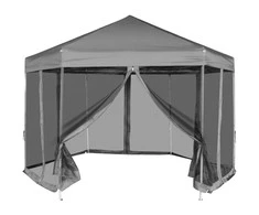 Šešiakampė sulankstoma pavėsinė, 6 sienelės, pilka, 3,6x3,1m