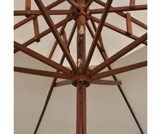 Skėtis nuo saulės, kreminis baltas, 270x270cm, medinis kotas