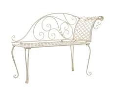Sodo poilsio gultas, baltas, 128 cm, metalas, sen. stiliaus