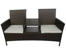 Sodo sofa su arbat. staliuku, ruda, dvivietė, poliratanas