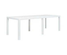Sodo stalas, baltas, 220x90x72cm, plastikas, ratano imitacija