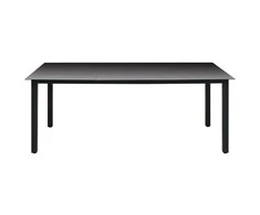 Sodo stalas, juodas, 190x90x74cm, aliuminis ir stiklas