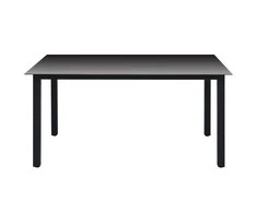 Sodo stalas, juodas, 150x90x74cm, aliuminis ir stiklas
