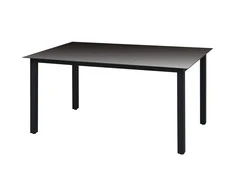 Sodo stalas, juodas, 150x90x74cm, aliuminis ir stiklas