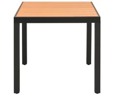 Sodo stalas, rudas, 80x80x74cm, aliuminis ir WPC