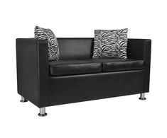 Sofa, dvivietė, dirbtinė oda, juoda
