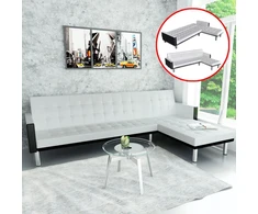Sofa-lova, L formos, dirbtinė oda, balta