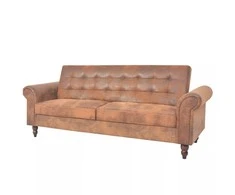 Dvivietė sofa su porankiais, ruda, dirbtinė zomša