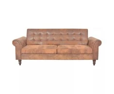 Dvivietė sofa su porankiais, ruda, dirbtinė zomša