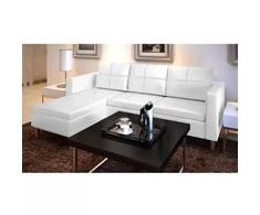 Sofa, trivietė, dirbtinė oda, balta