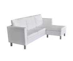 Sofa, trivietė, dirbtinė oda, balta