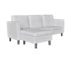 Sofa, trivietė, dirbtinė oda, balta