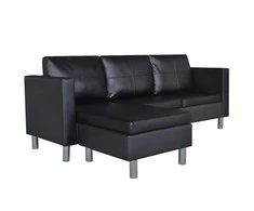 Sofa, trivietė, dirbtinė oda, juoda