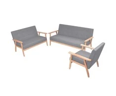 Sofa Sofos komp., 3 vnt., audinys, šviesiai pilkas
