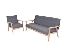 Sofa Sofos komplektas, 2 dalių, audinys, tamsiai pilkas