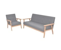 Sofa Sofos komplektas, 2 vnt., audinys, šviesiai pilkas