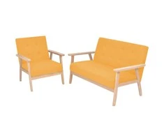 Sofa Sofos komplektas, 2d., audinys, geltonas