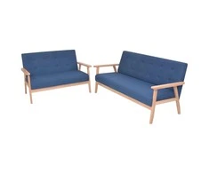 Sofa Sofos komplektas, 2d., audinys, mėlynas