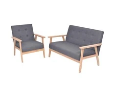 Sofa Sofos komplektas, 2d., audinys, tamsiai pilkas
