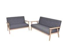 Sofa Sofos komplektas, 2d., audinys, tamsiai pilkas
