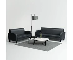 Sofa Sofos komplektas, 2d., dirbtinė oda, juoda