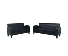 Sofa Sofos komplektas, 2d., dirbtinė oda, juoda