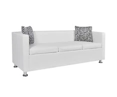 Sofa Sofos komplektas, baltas, dirbtinė oda, 3-vietis ir 2-vietis