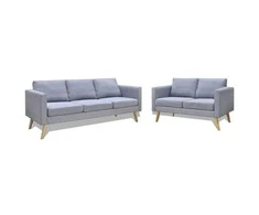 Sofa Sofų komplektas, 2-vietė ir 3-vietė, audinys, šviesiai pilkas
