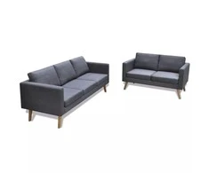Sofa Sofų komplektas, 2-vietė ir 3-vietė, audinys, tamsiai pilkas