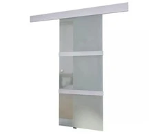 Stumdomos durys, stiklas ir aliuminis, 178 cm, sidabro spalvos