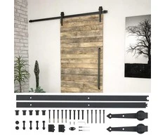 Stumdomų durų įrangos rinkinys, 183cm, plienas, juodas