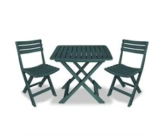 Lauko baldų komplektas Sulankstomas bistro baldų komplektas, 3d., žalias, plastikas