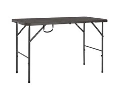 Sulankstomas sodo stalas, rudas, 120x60x74cm, HDPE ratano imit.