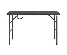 Sulankstomas sodo stalas, rudas, 120x60x74cm, HDPE ratano imit.