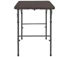 Sulankstomas sodo stalas, rudas, 120x60x74cm, HDPE ratano imit.