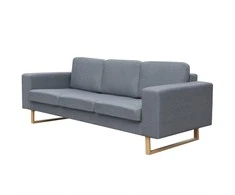 trivietė medžiaginė sofa, šviesiai pilkos spalvos